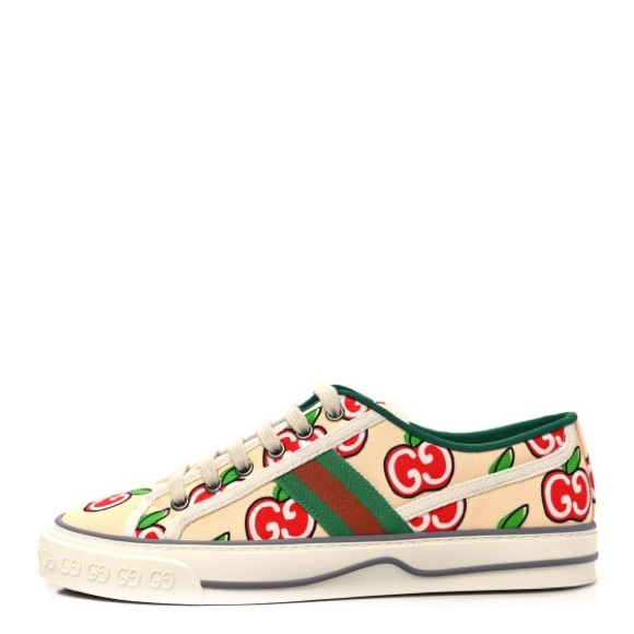 New GUCCI GG Canvas Web Apple Womens 1977 Tennis Sneakers 36 Ivory - Picture 3 of 7